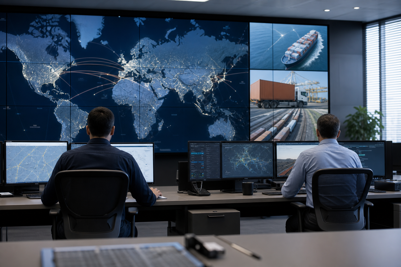 Operations desk coordinating cargo movements